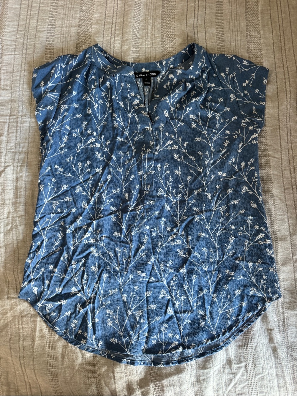 41 Hawthorn Blue Floral Cap Sleeve Blouse